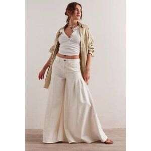 Free People Pandora Wide Flare Jeans Womens 28 Heavenly Boho Western Whimsical
